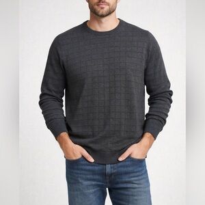 Arrow Charcoal Gray Checker Pattern Sweater Size Large 100% Cotton